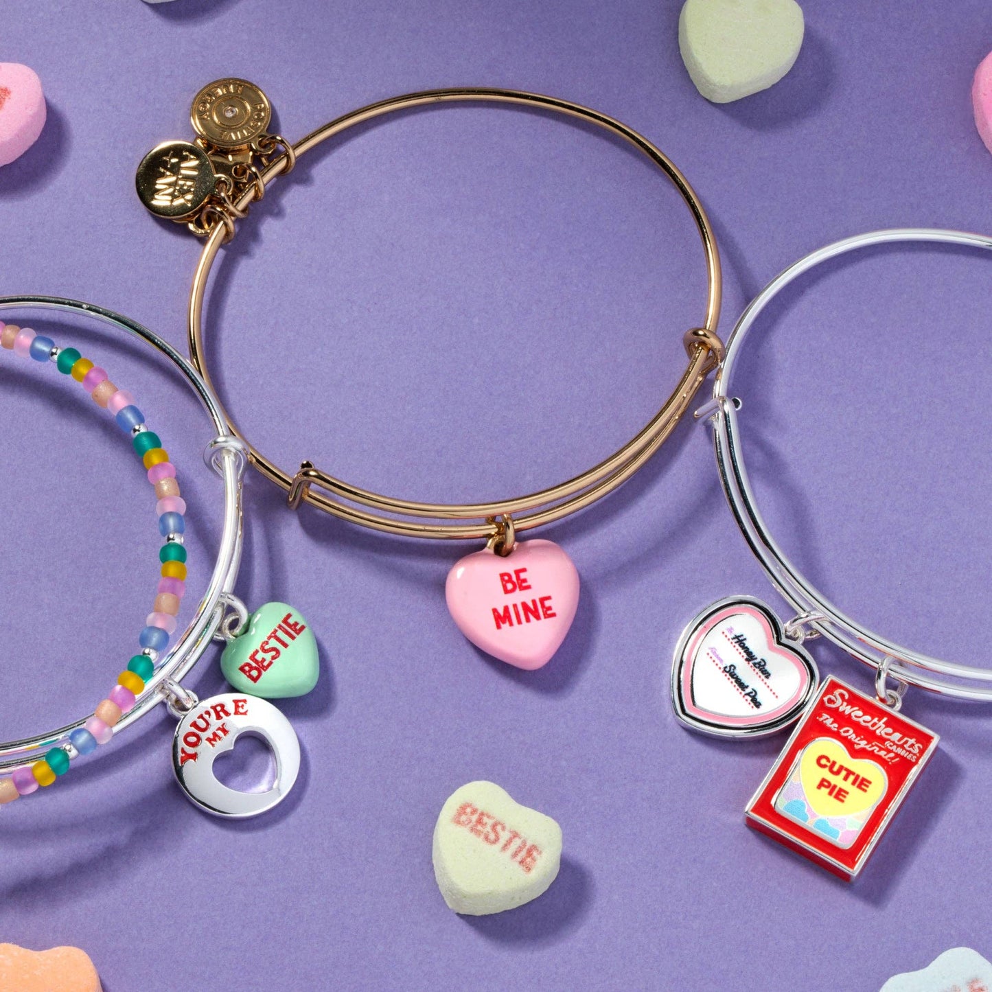 Alex + Ani - Sweethearts® “Bestie” Set of 2 Bangles: Silver