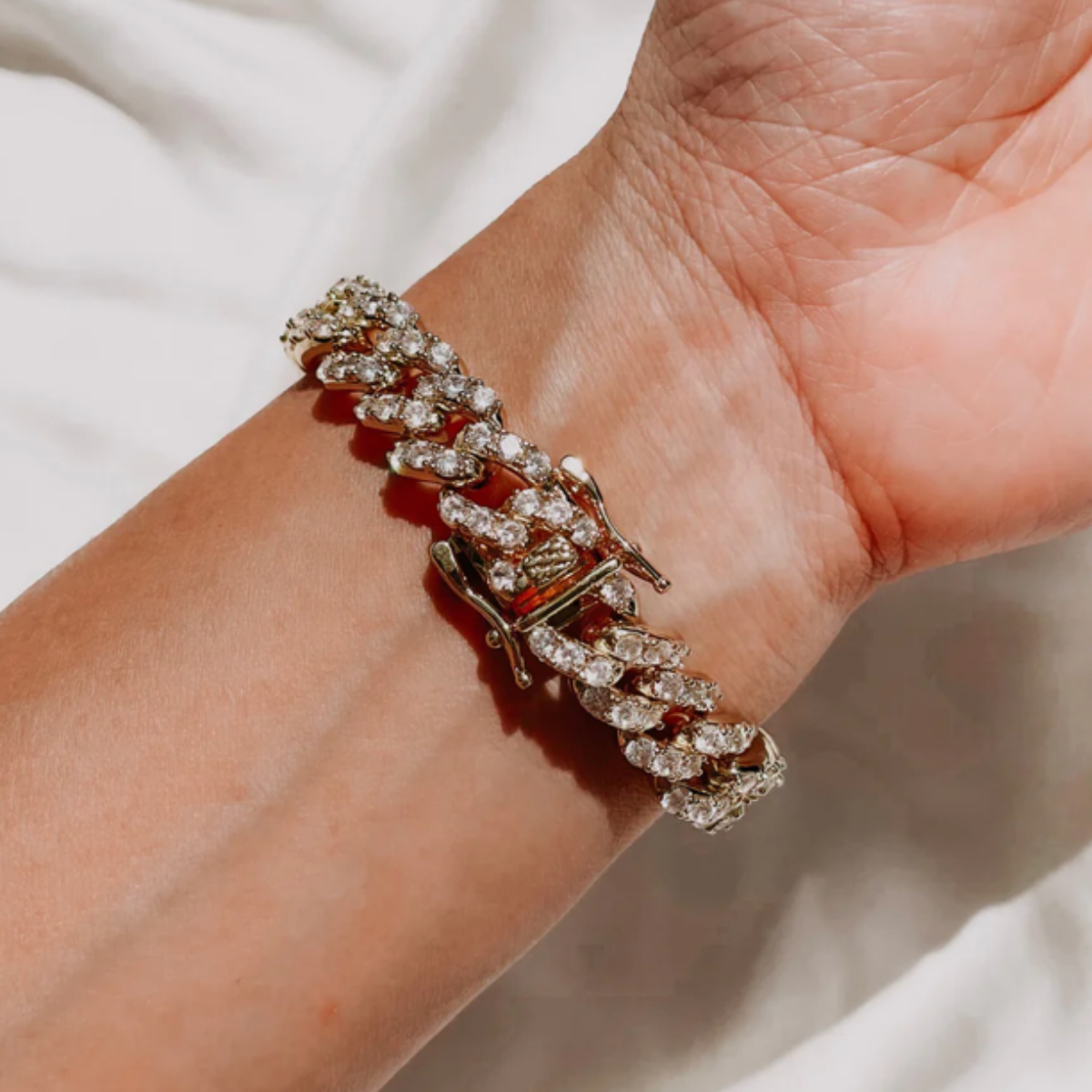 Diamonds & Cigars Bracelet - Cubic Zirconia Encrusted - 18K Gold Plated Brass, Hey Maeve