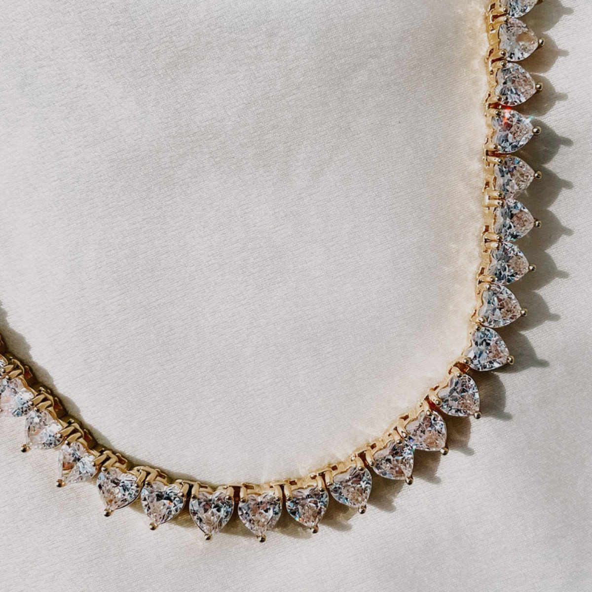 Sweetheart Necklace - Cubic Zirconia, 18K Yellow Gold Plated Stainless Steel, Length:40cm, not adjustable, by Hey Maeve, Waterproof