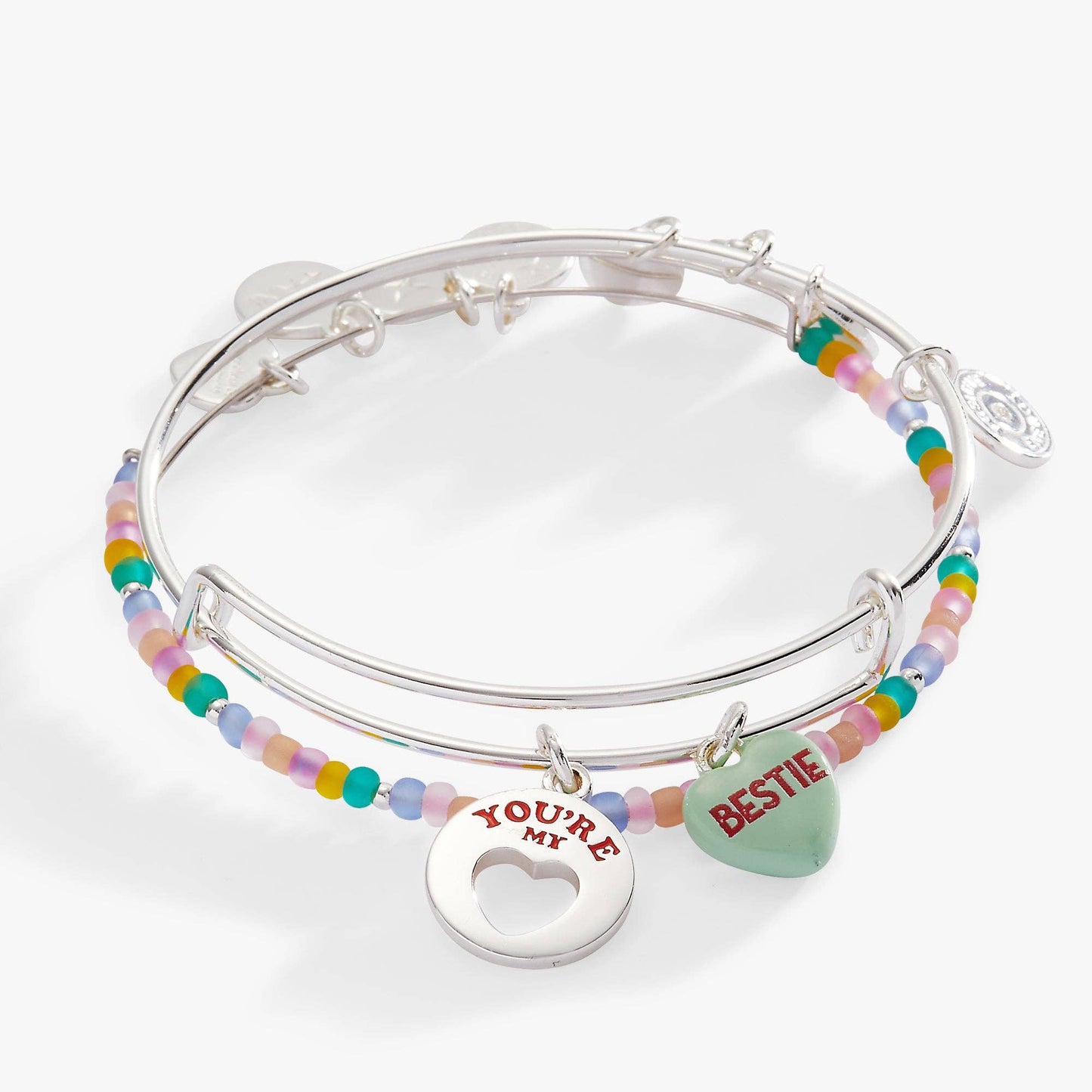 Alex + Ani - Sweethearts® “Bestie” Set of 2 Bangles: Silver