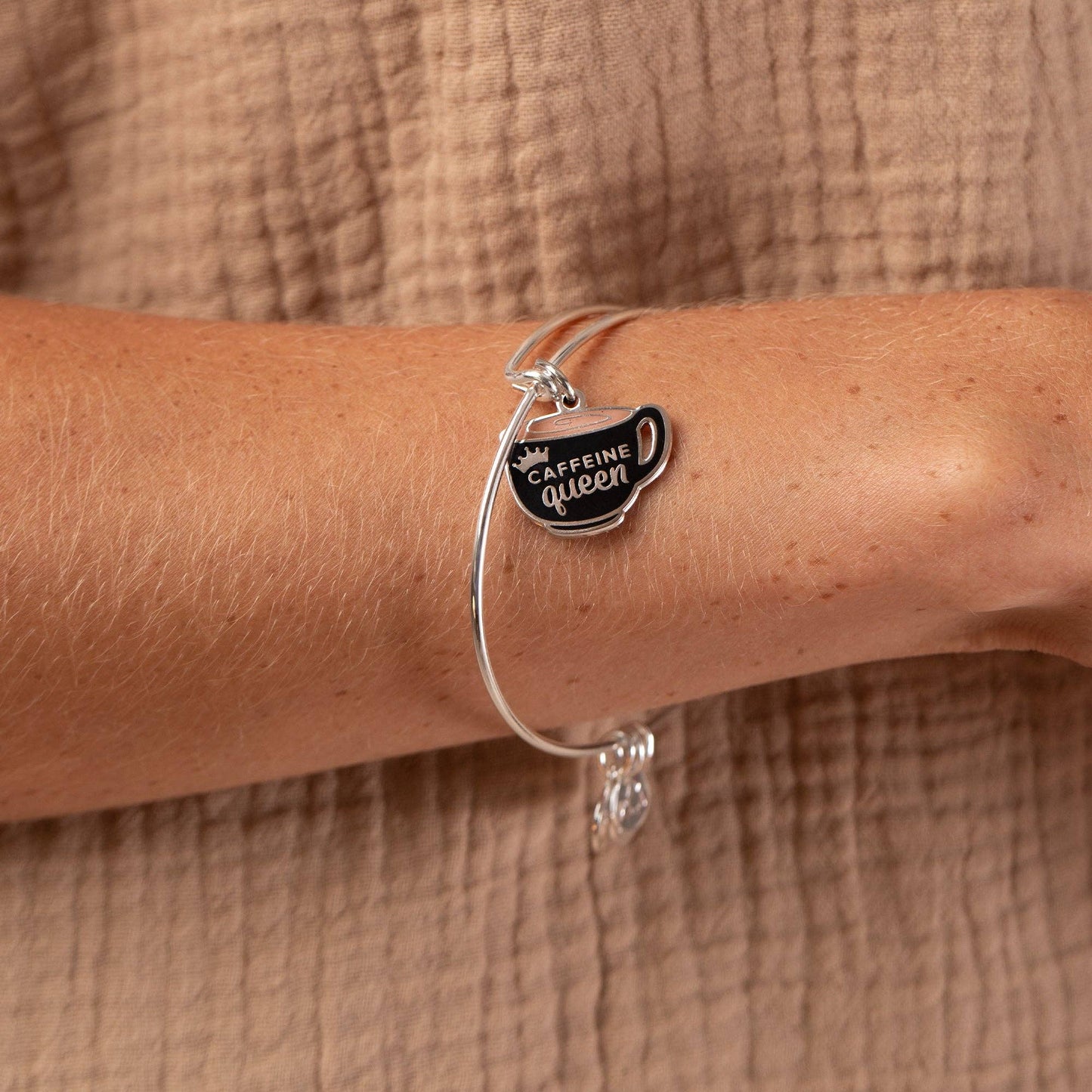 Alex + Ani - Caffeine Queen' Coffee Mug Charm Bangle: Silver