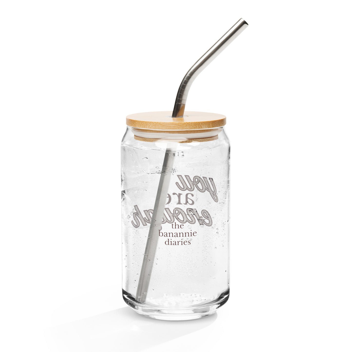 You Are Enough Can-Shaped Glass - Neutrals Collection - Mental Health Matters by The Banannie Diaries