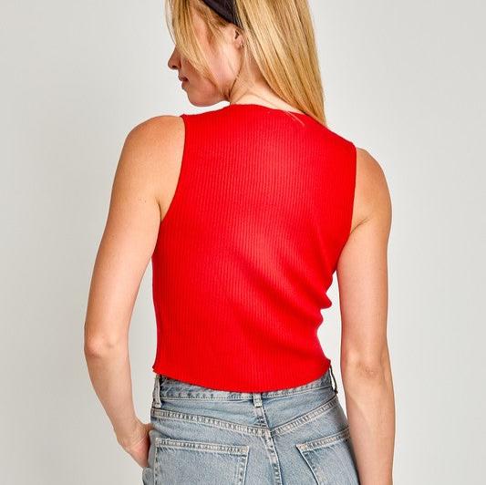 Satin Bow Sleeveless Knit Top
