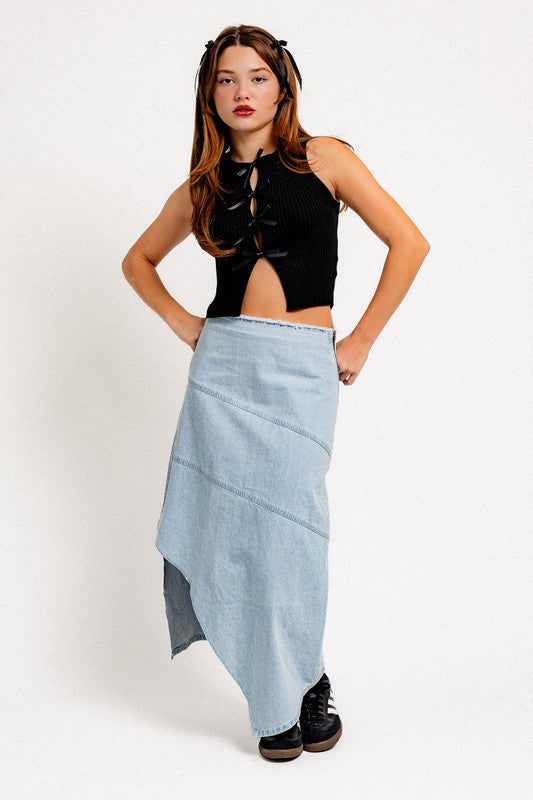 Satin Bow Sleeveless Knit Top