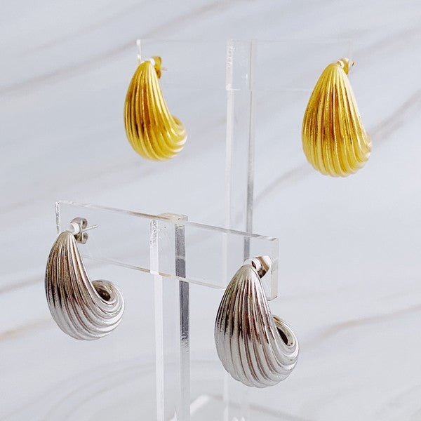 Textured Teardrop Solid Stud Earrings - Ellison and Young
