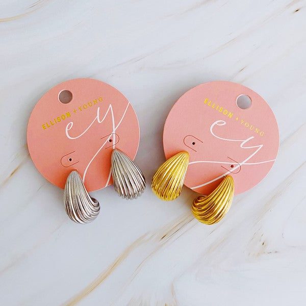 Textured Teardrop Solid Stud Earrings - Ellison and Young