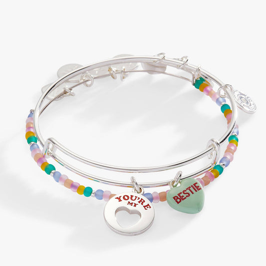 Alex + Ani - Sweethearts® “Bestie” Set of 2 Bangles: Silver