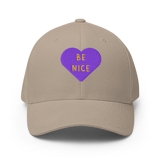 Be Nice - Embroidered Fitted Baseball Cap
