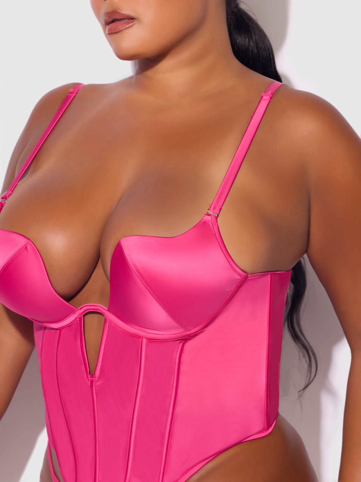 Brigeta Deep Plunge Push Up Bustier & G-String Set