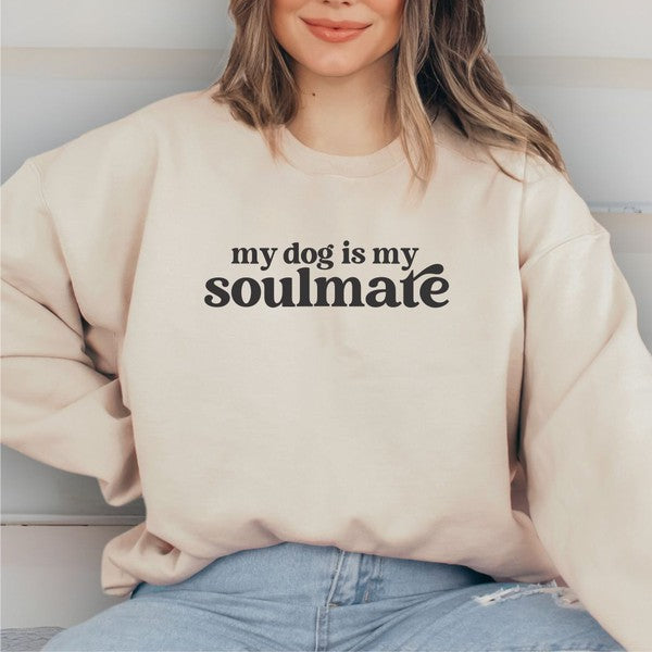 My Dog Is My Soulmate Crewneck Sweatshirt - with Paw Prints Printed On Sleeve