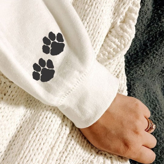 My Dog Is My Soulmate Crewneck Sweatshirt - with Paw Prints Printed On Sleeve