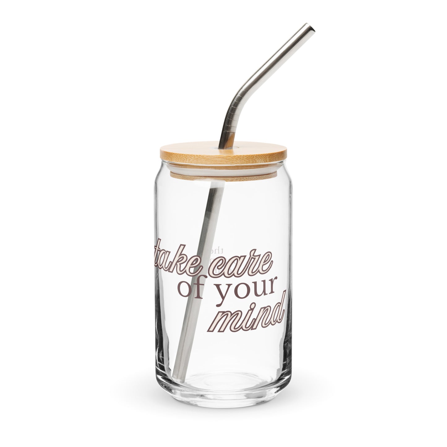 Take Care Of Your Mind Can-Shaped Glass - Neutral - Mental Health Matters by The Banannie Diaries