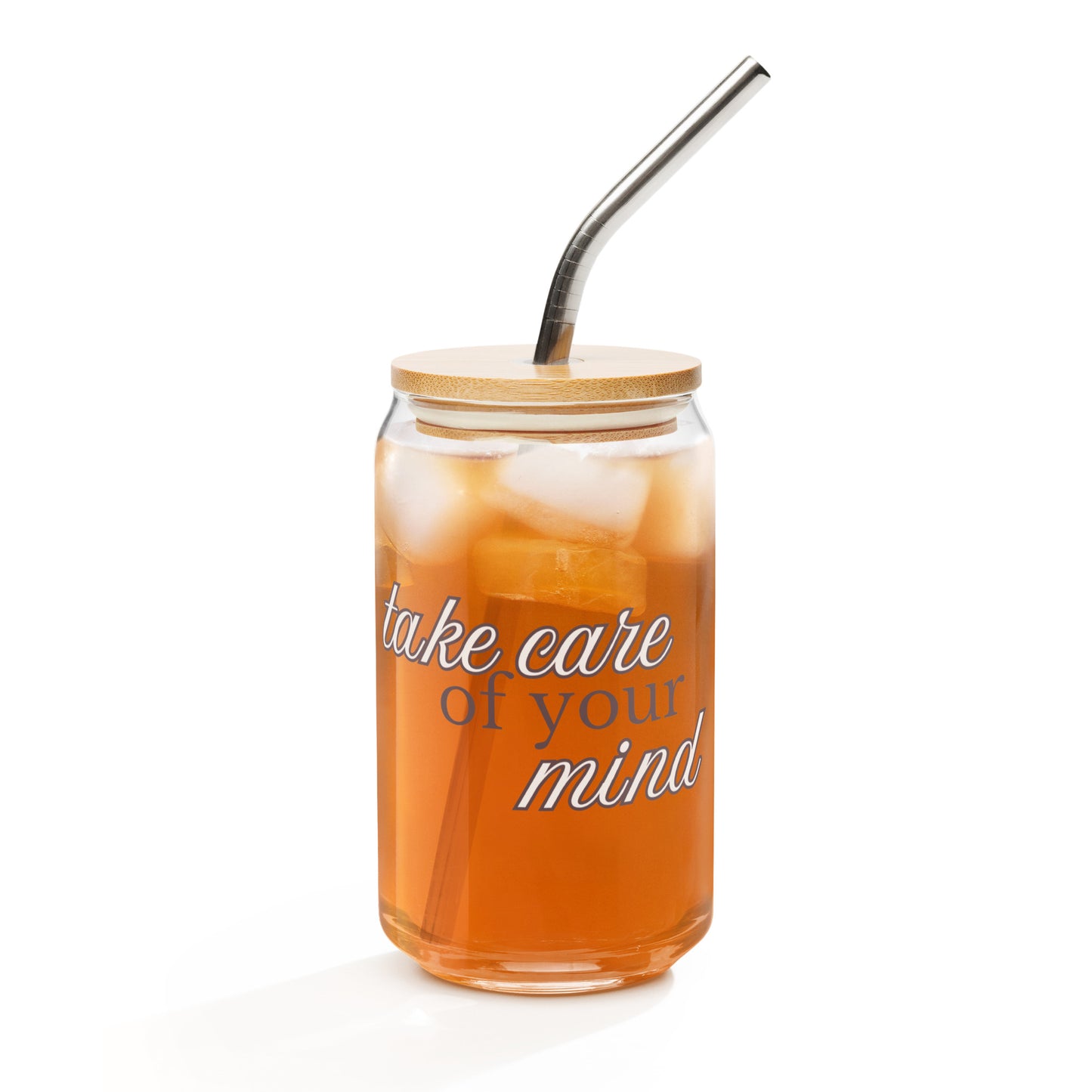 Take Care Of Your Mind Can-Shaped Glass - Neutral - Mental Health Matters by The Banannie Diaries