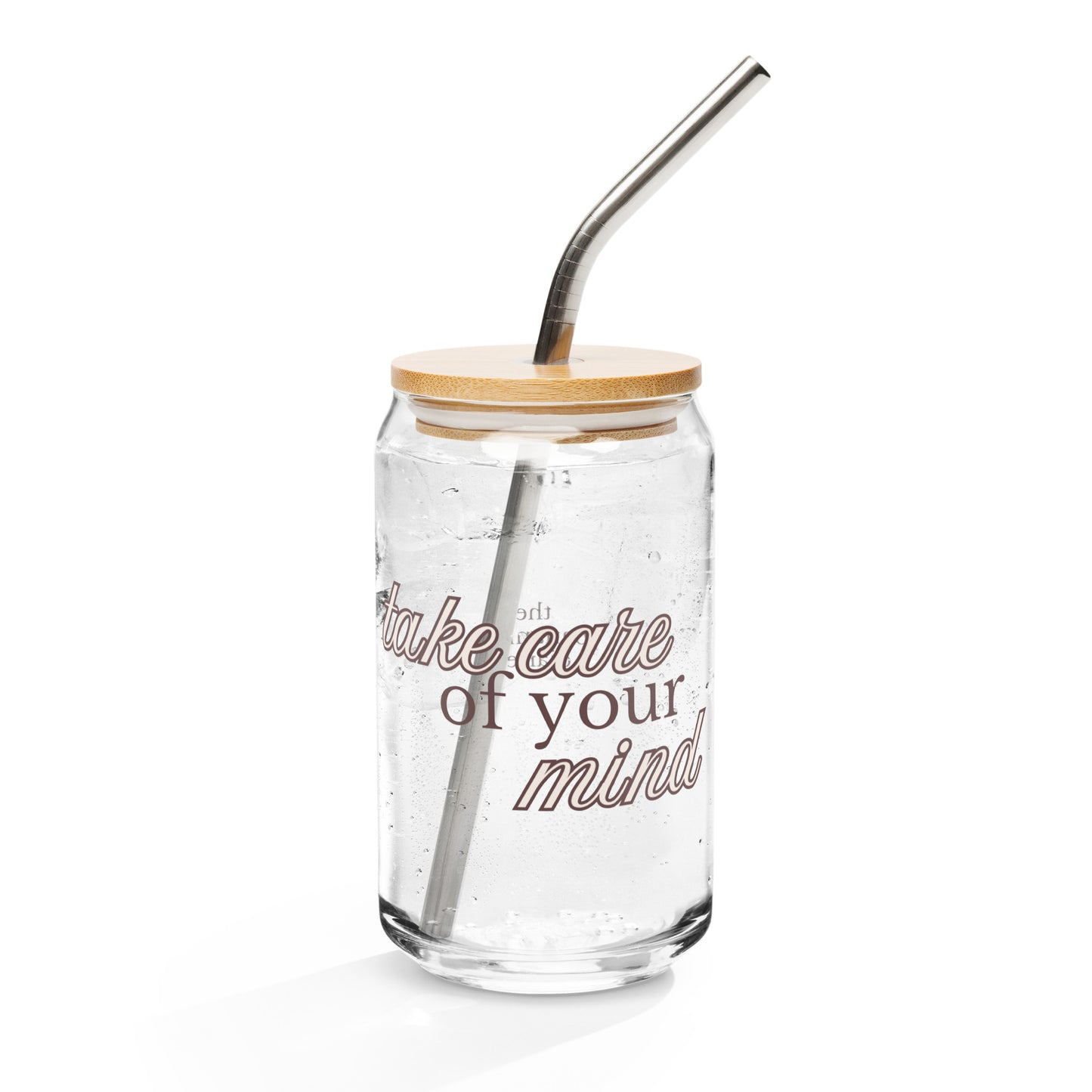 Take Care Of Your Mind Can-Shaped Glass - Neutral - Mental Health Matters by The Banannie Diaries