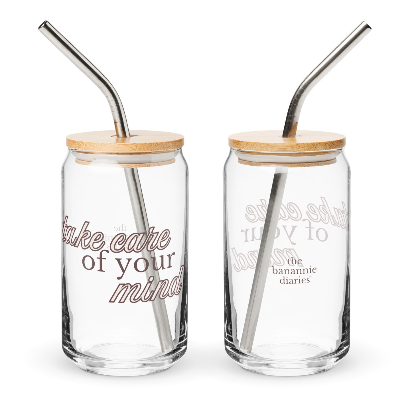 Take Care Of Your Mind Can-Shaped Glass - Neutral - Mental Health Matters by The Banannie Diaries