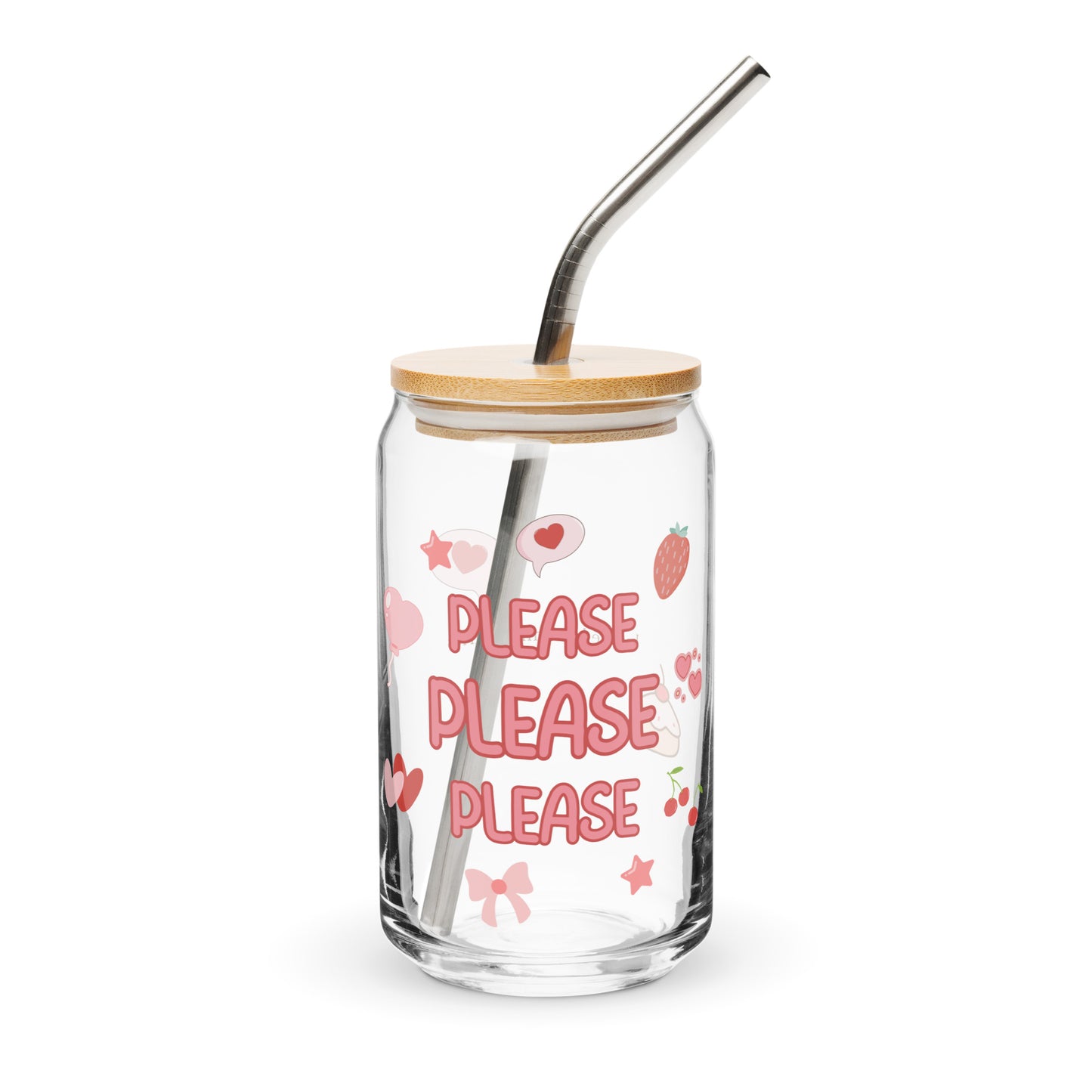 Please Please Please Love Yourself Can-Shaped Glass