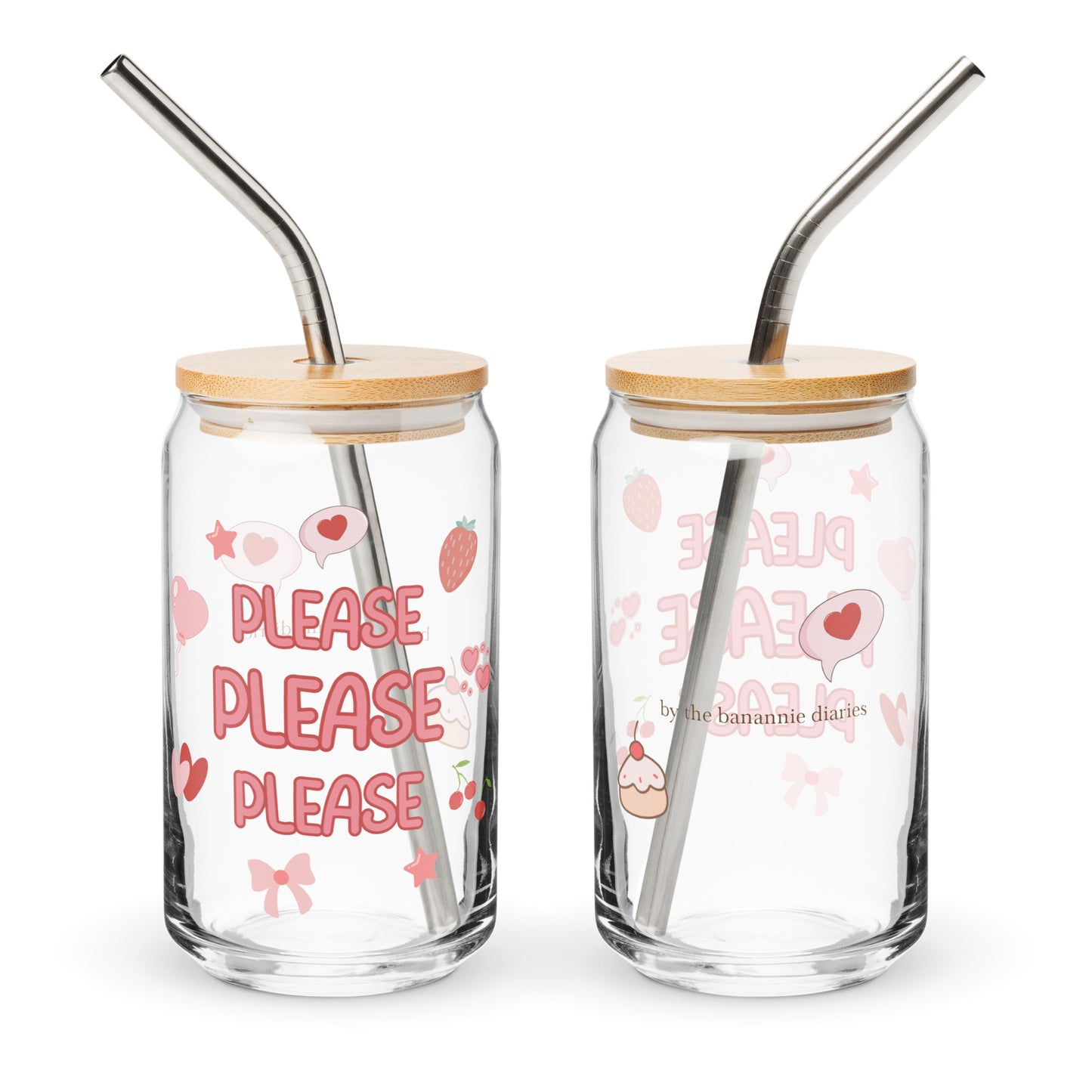 Please Please Please Love Yourself Can-Shaped Glass