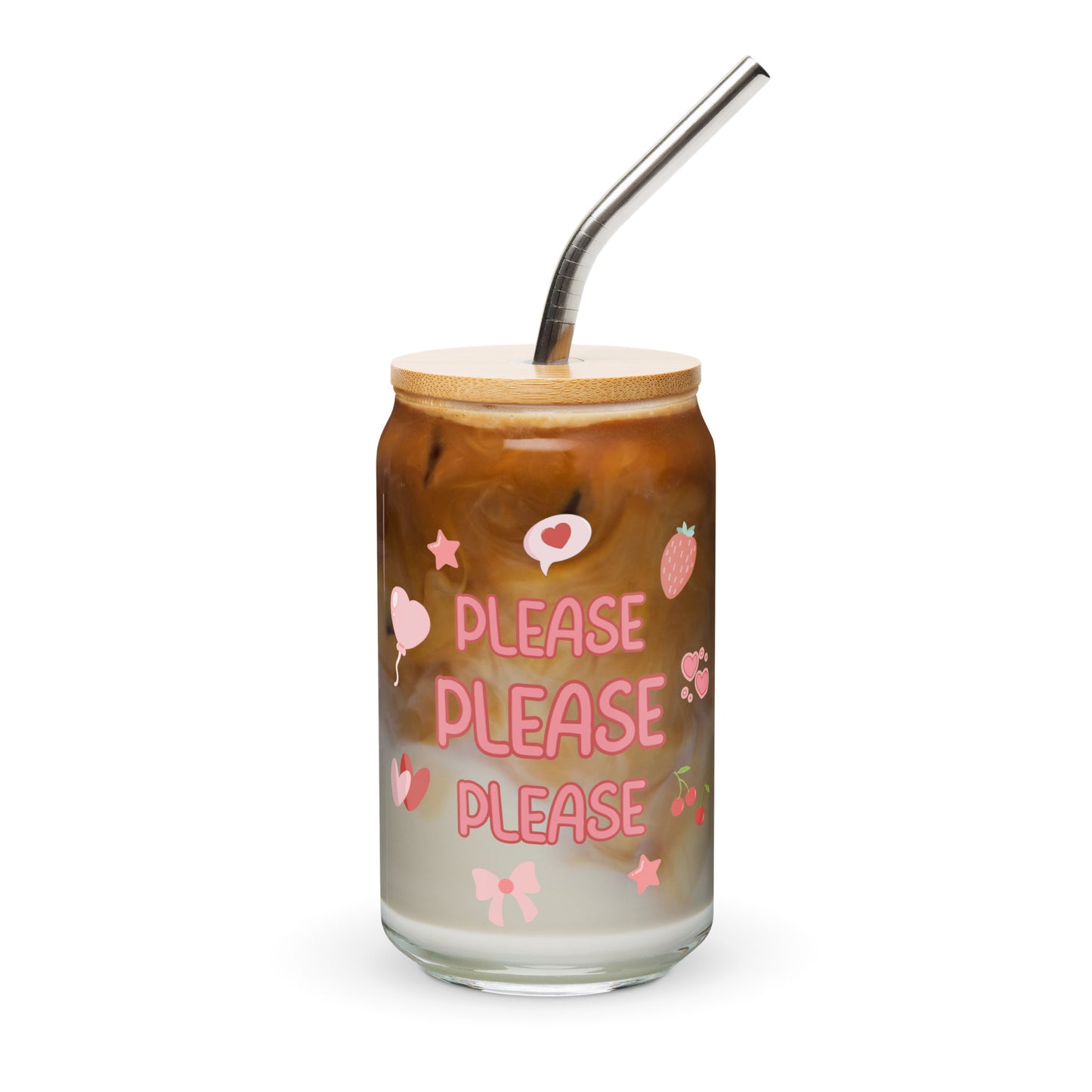 Please Please Please Love Yourself Can-Shaped Glass