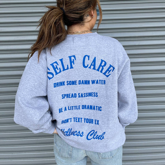 Self Care Heather Gray Sweatshirt – Wellness Club Edition