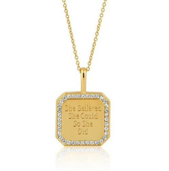 “She Believed She Could So She Did” Mantra Necklace