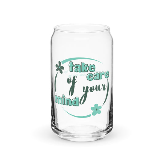 Take Care Of Your Mind Can-Shaped Glass -  Mental Health Matters by The Banannie Diaries