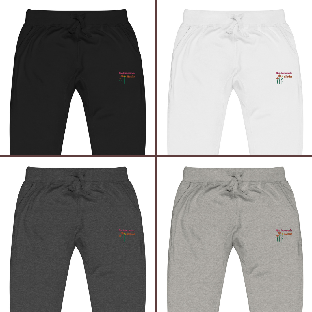 embroidered unisex fleece sweatpants by the banannie diaries
