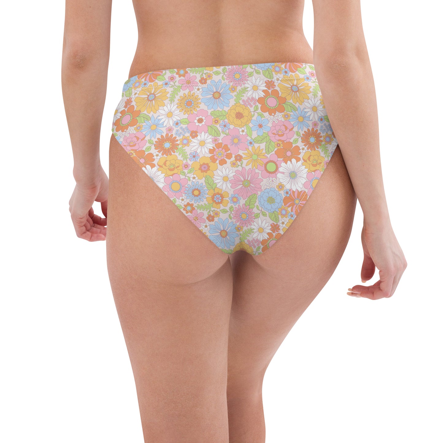 Pastel Floral High-Waisted Bikini Bottom