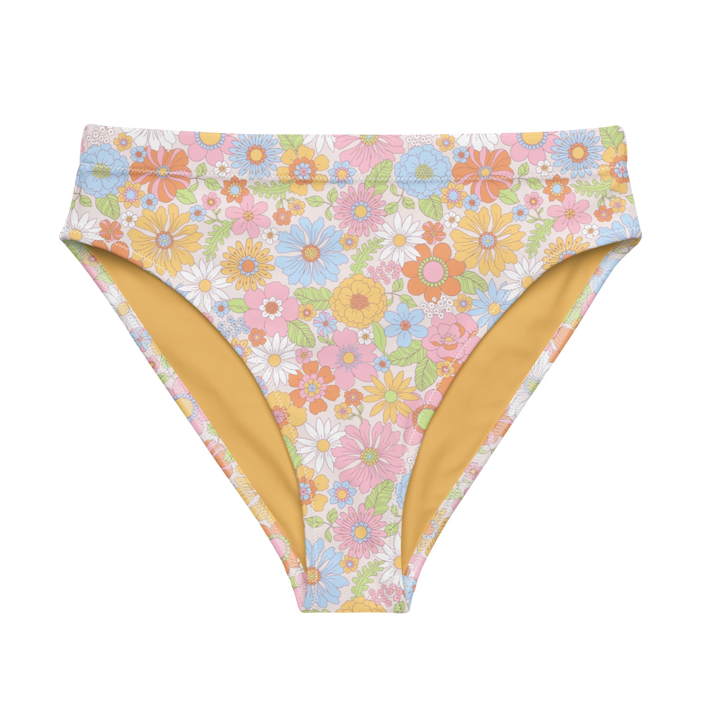 Pastel Floral High-Waisted Bikini Bottom