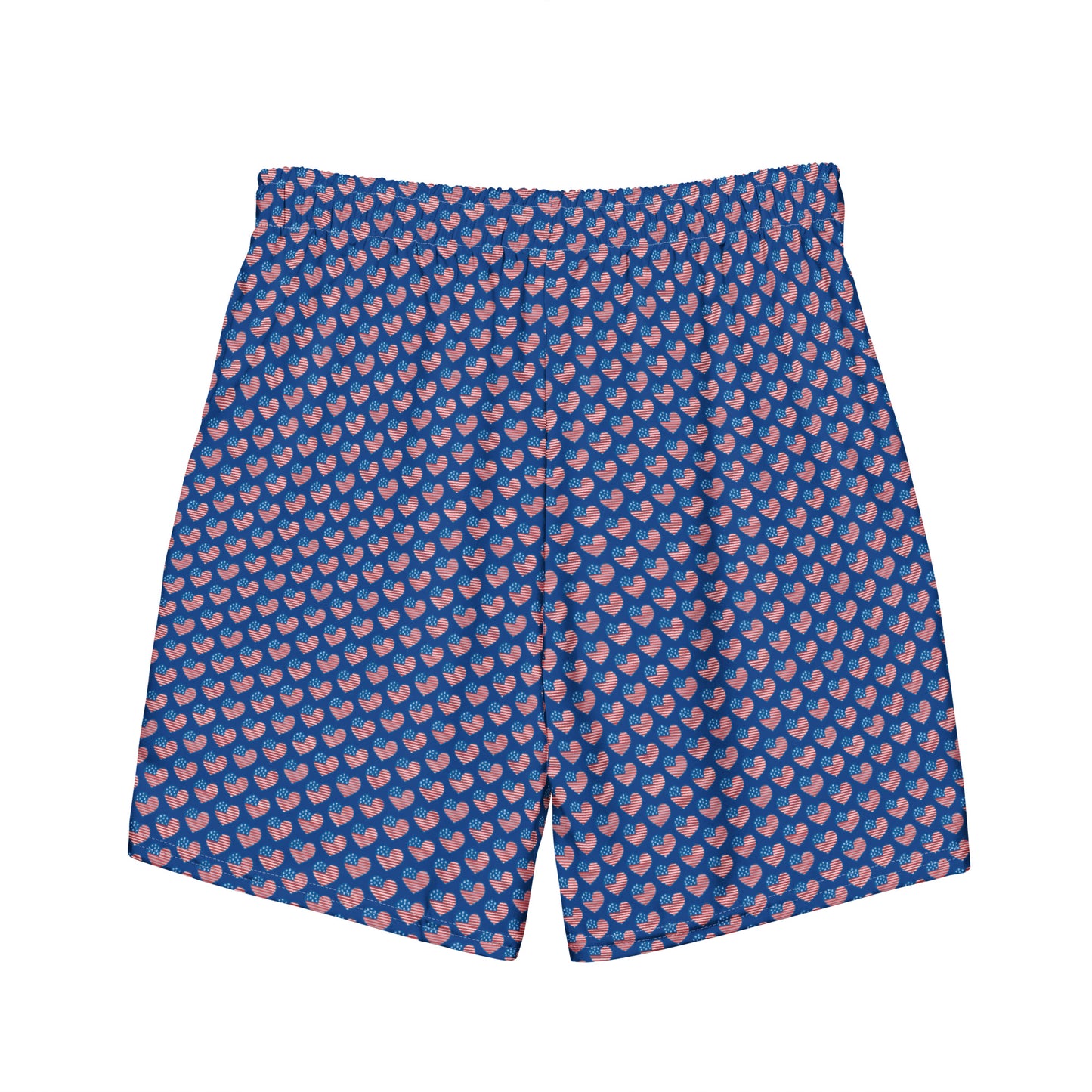 American Hearts Men's Swim Trunks - Perfect for a hot summer day, these swim trunks offer everything you need: quick-drying, breathable fabric, multiple pockets for your belongings, and a silky, anti-chafe inner liner. Get yours now!  • Anti-chafe mesh inner liner • Elastic waistband with drawcord • Mesh pockets • Small inside pocket for valuables (not waterproof) • UPF 50+