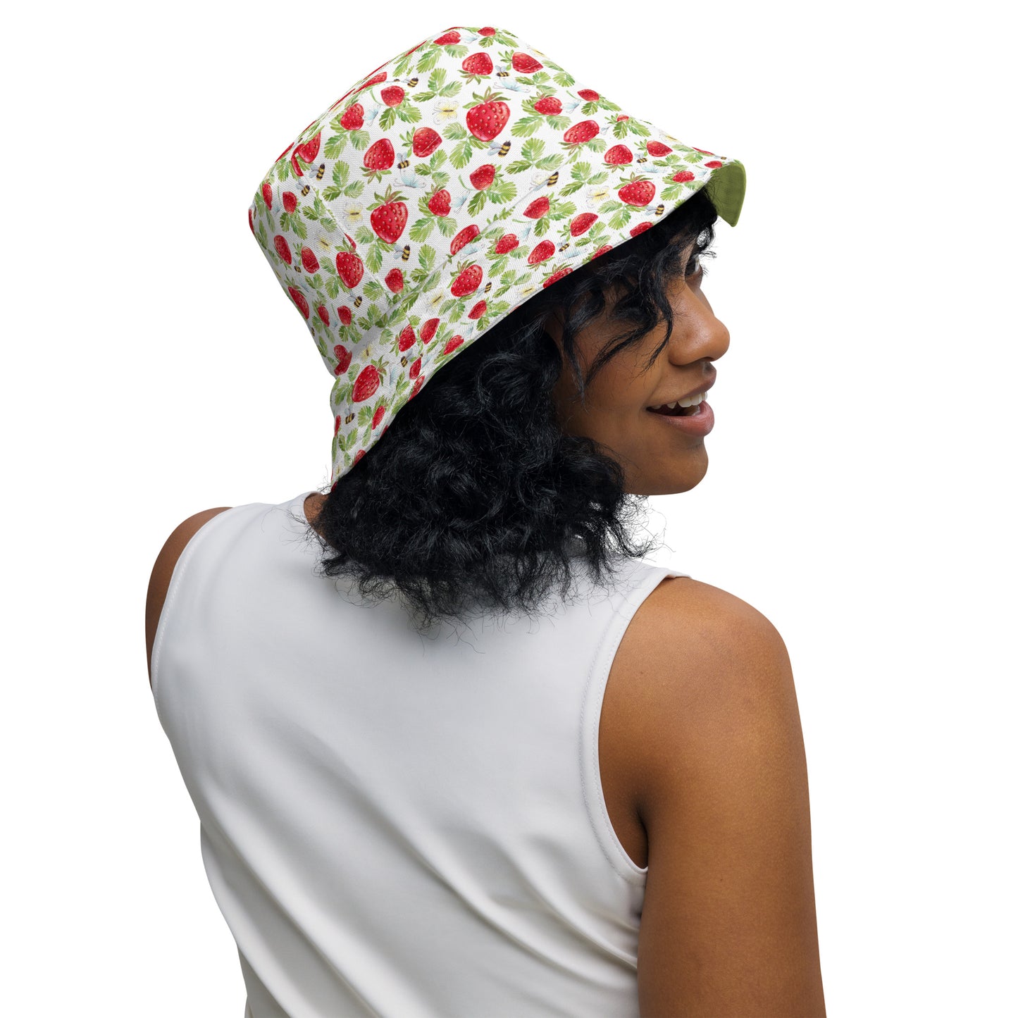 Strawberry Bees Reversible Bucket Hat