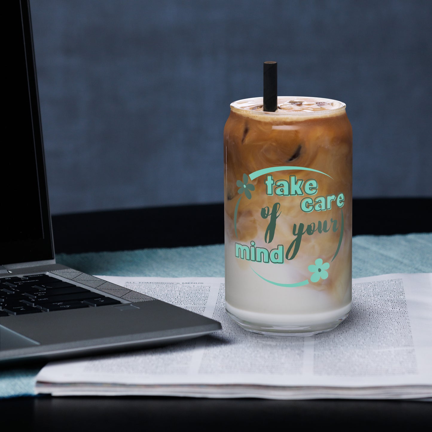 Take Care Of Your Mind Can-Shaped Glass -  Mental Health Matters by The Banannie Diaries
