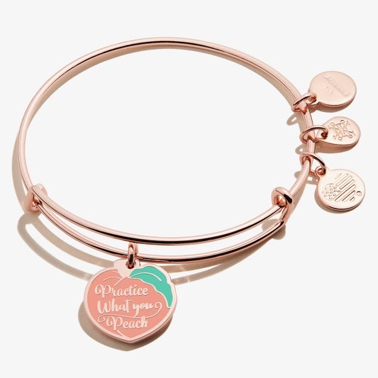 Alex + Ani - Practice What You Peach' Charm Bangle: Shiny Rose Gold