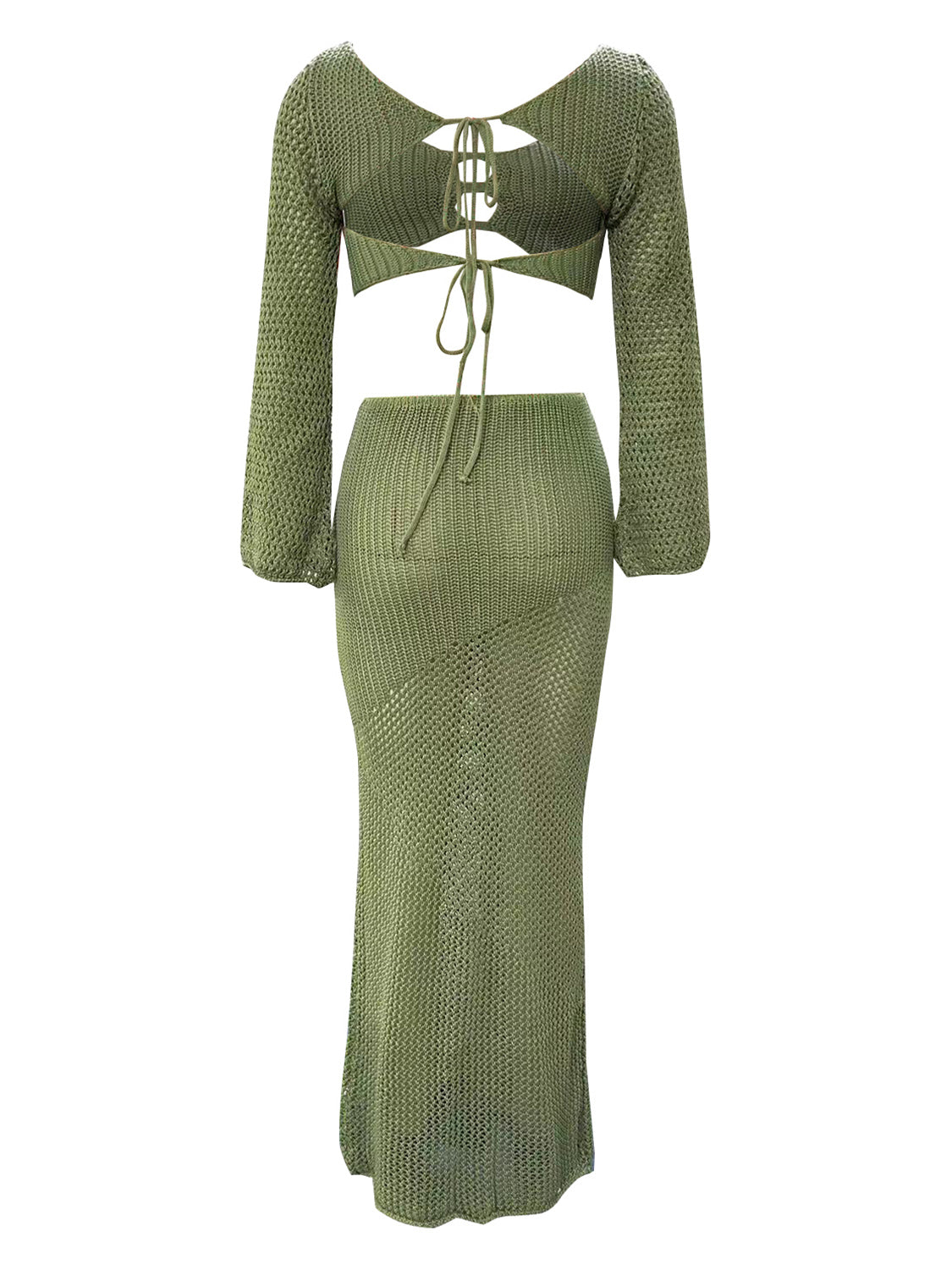 Long Sleeve Cropped Top and Skirt - Matching Set