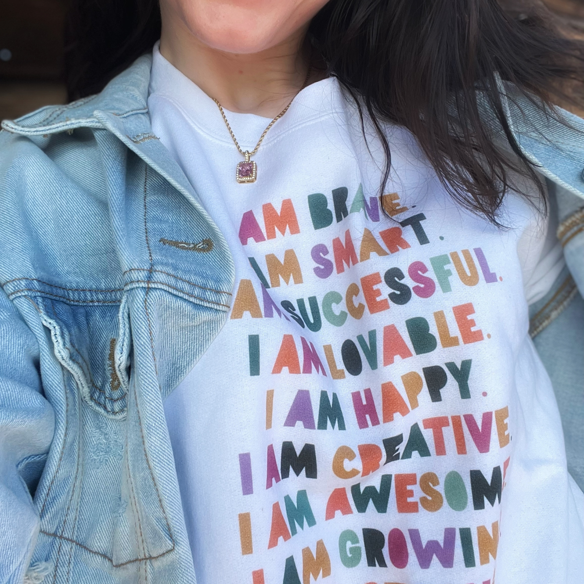 "i am" affirmation crewneck sweatshirt